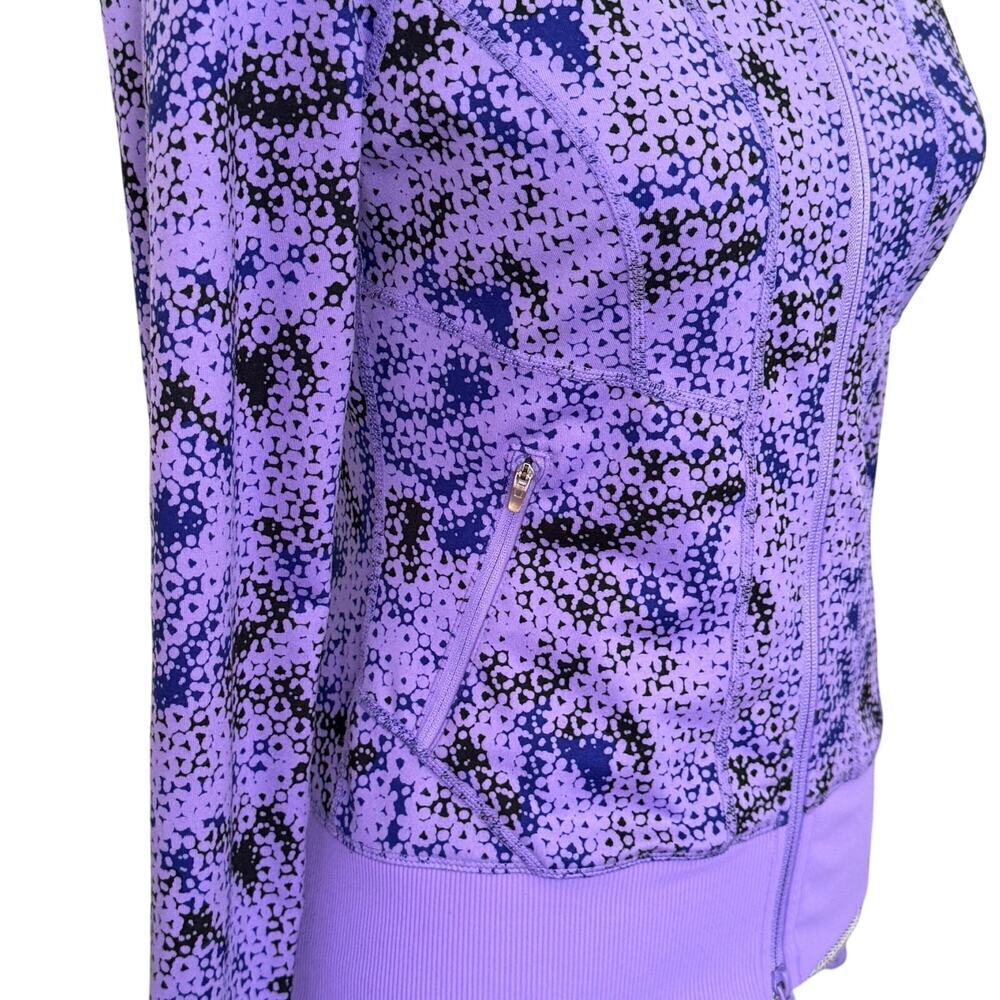 Zella Activewear Purple Patterned Design Full Zip Side Pockets Women's Size XS - Picture 3 of 7